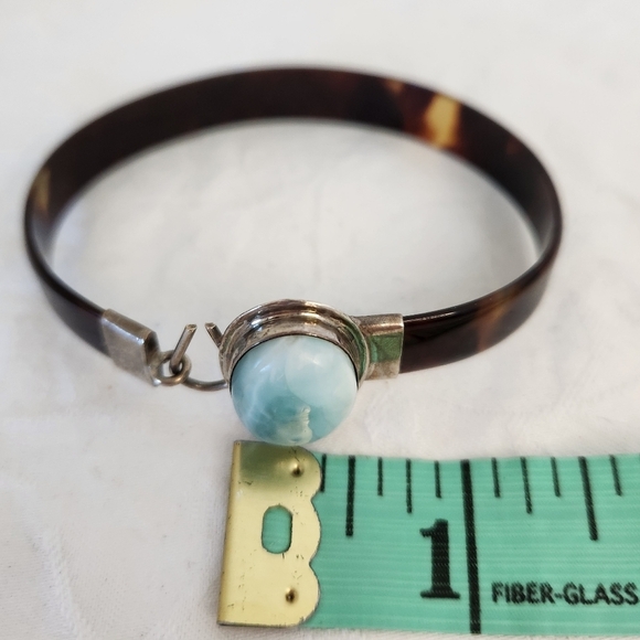 Sterling Silver Larimar Shell Bracelet - Picture 9 of 14